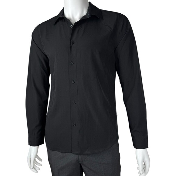DKNY Button Up Long Sleeve Shirt Dressy Casual Office Size Small Black New - Picture 2 of 8